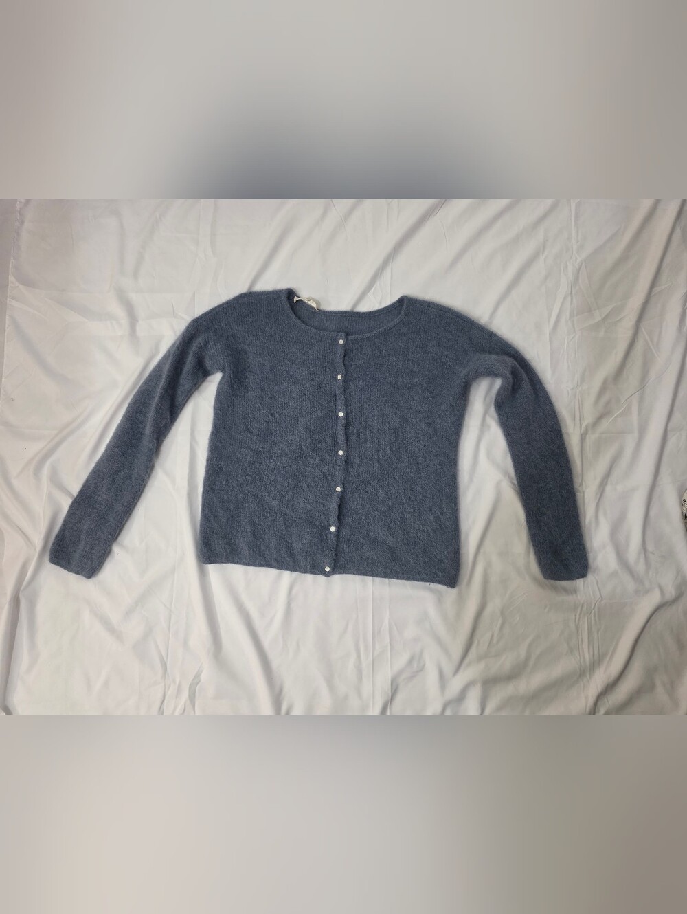 Sezane Gaspard Cardigan Blue Mohair Alpaca Blend Sweater Button Up
